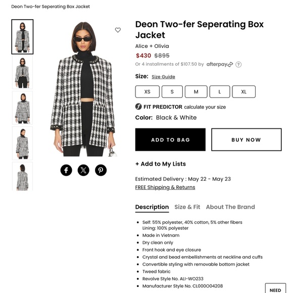 Alice and Olivia 2 piece jacket - Picture 7 of 7